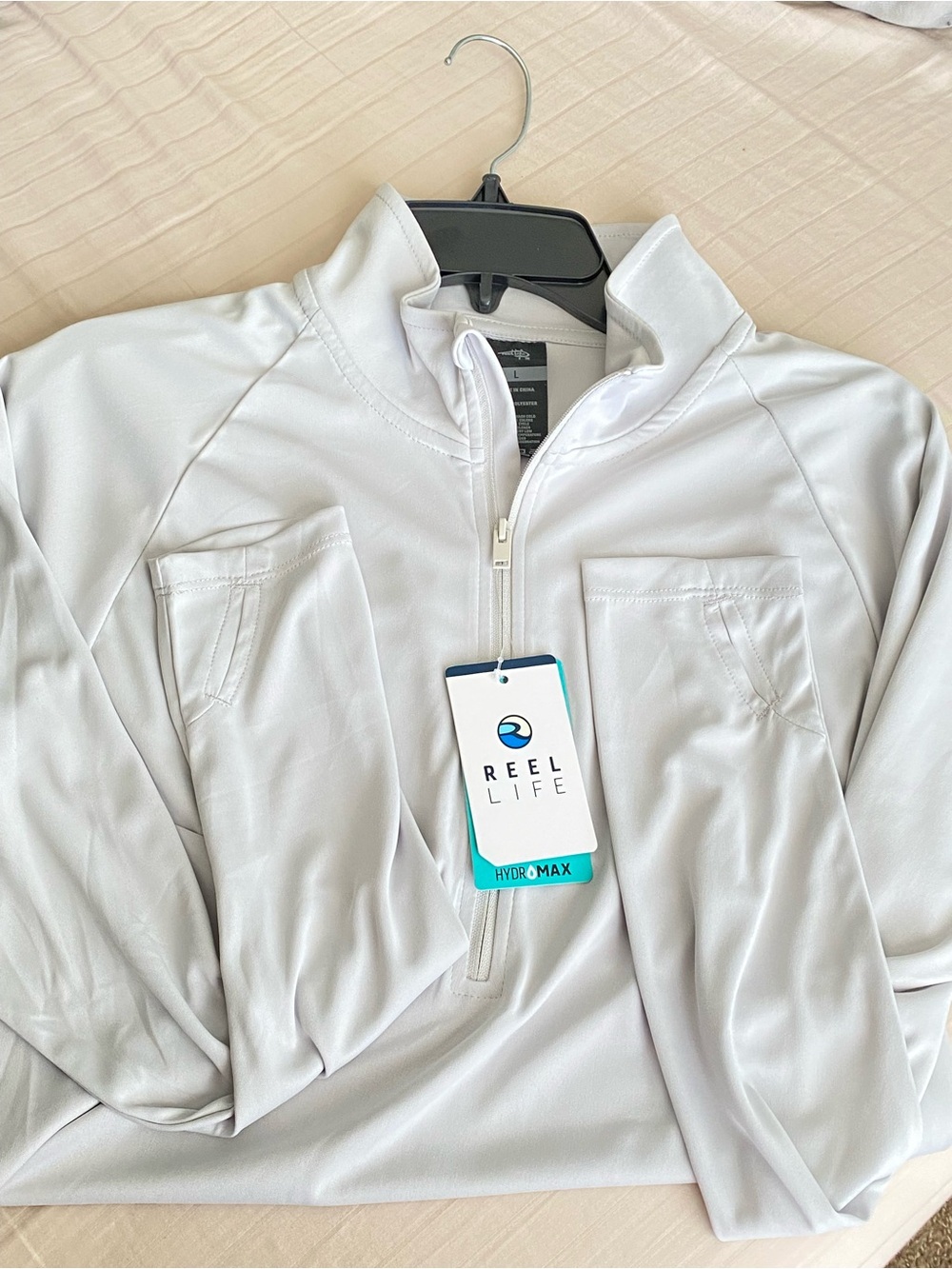 Reel Life HydroMax White Quarter-Zip Athletic Pullover Shirt Size Large